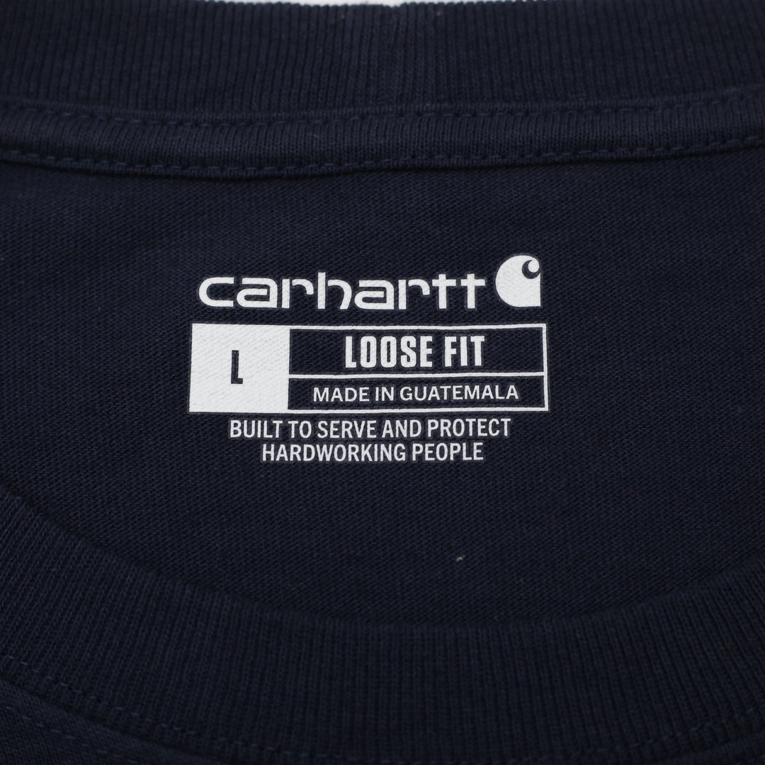Mens Carhartt Heavyweight K87 Left-Chest Pocket T-Shirt Navy Blue Size L