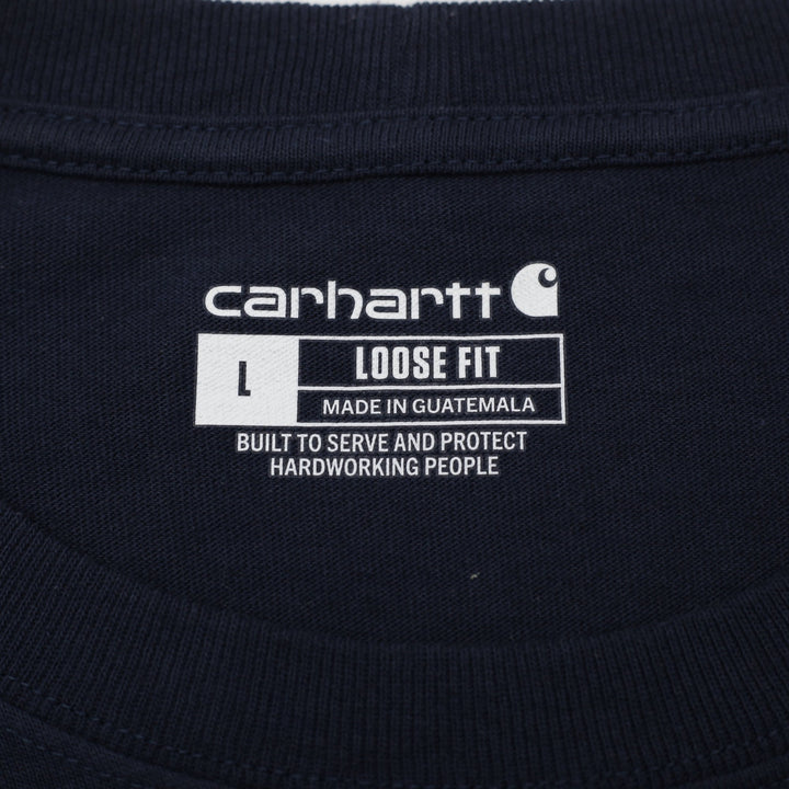 Mens Carhartt Heavyweight K87 Left-Chest Pocket T-Shirt Navy Blue Size L