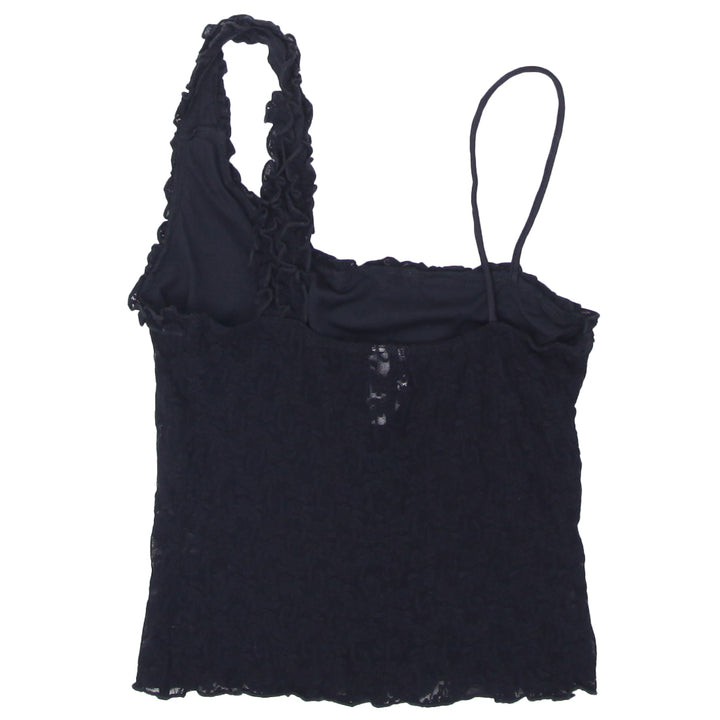 Y2K Mesh Black Strappy Crop Top - Fashion Rerun Vintage Migration_Tops
