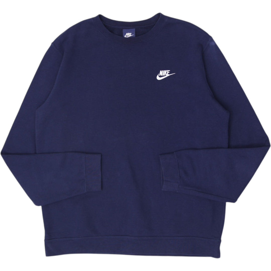 Mens Nike Sweatshirt Navy Fleece Crew Neck Pullover Size M