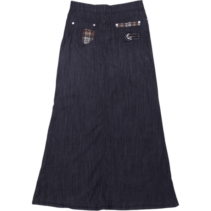 Y2K Ladies GIOVANA Dark Wash Studded Denim Maxi Skirt