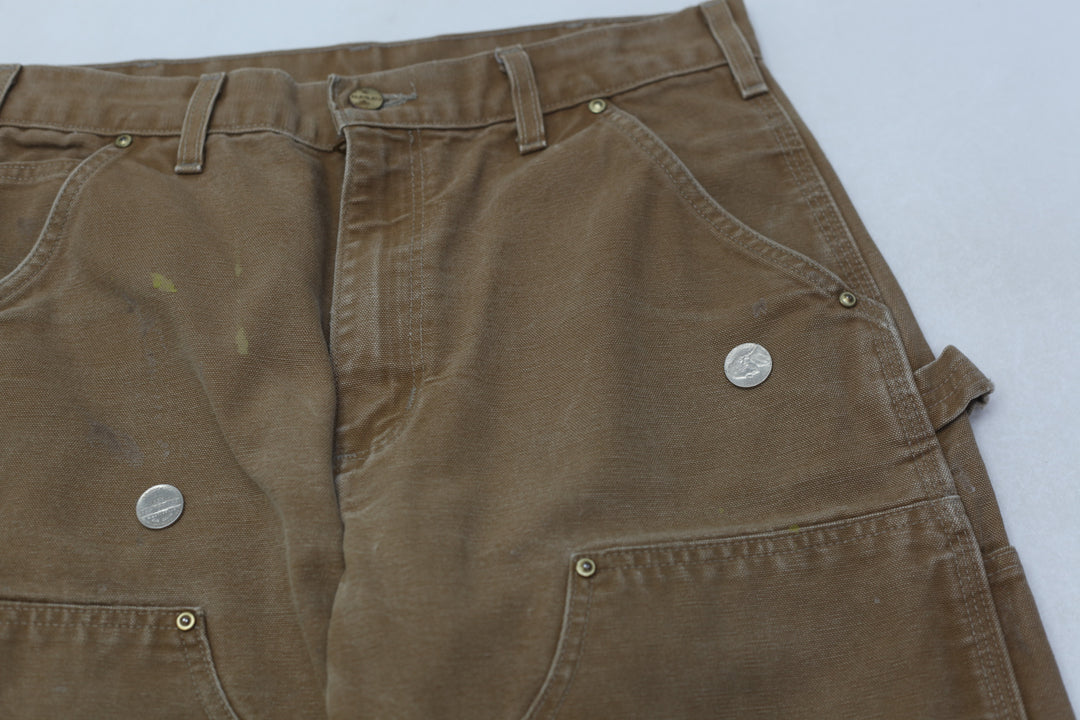 Mens B01 BRN Loose Original Fit Double Knee Carhartt Work Pants