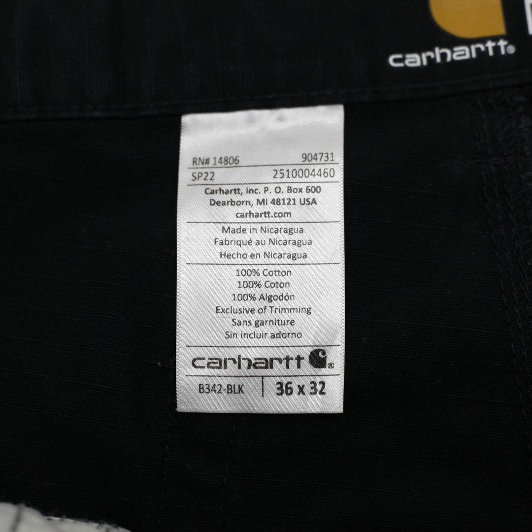 Mens Carhartt Black Canvas Loose Fit Utility Cargo Workwear Pants Size 36x32