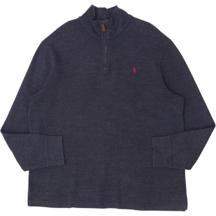 Mens Polo Ralph Lauren Quarter Zip Mock Neck Charcoal Gray Sweater Size XL