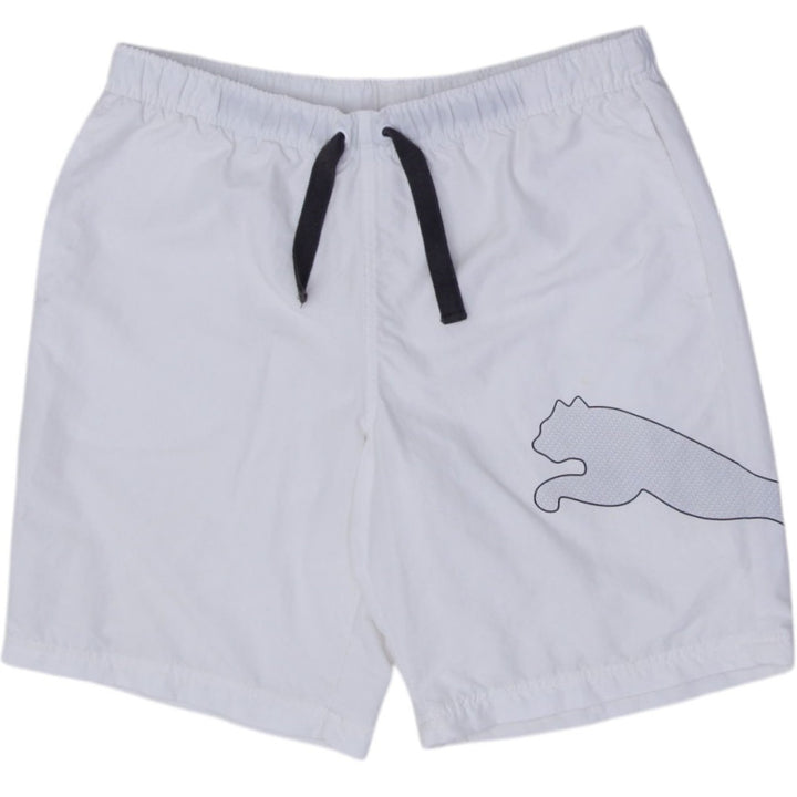 Mens Puma Shorts White Drawstring Logo Sportwear