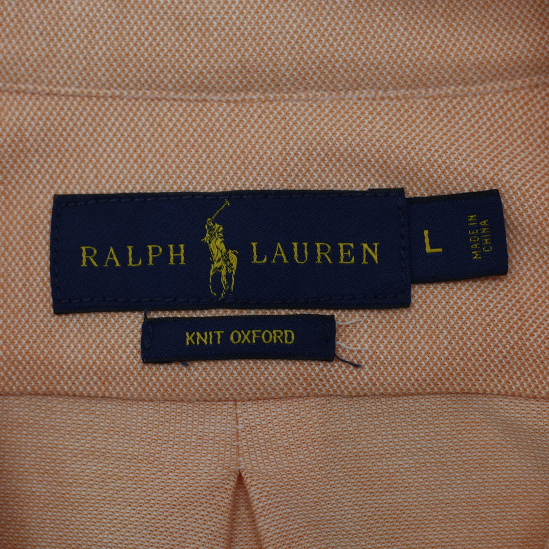 Mens Ralph Lauren Peach Pink 100% Cotton Oxford Button Down Shirt Size L