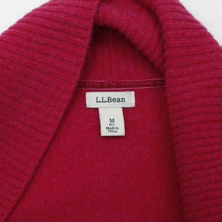 Ladies L.L. Bean Open Cardigan Pink Knit Shawl Collar M