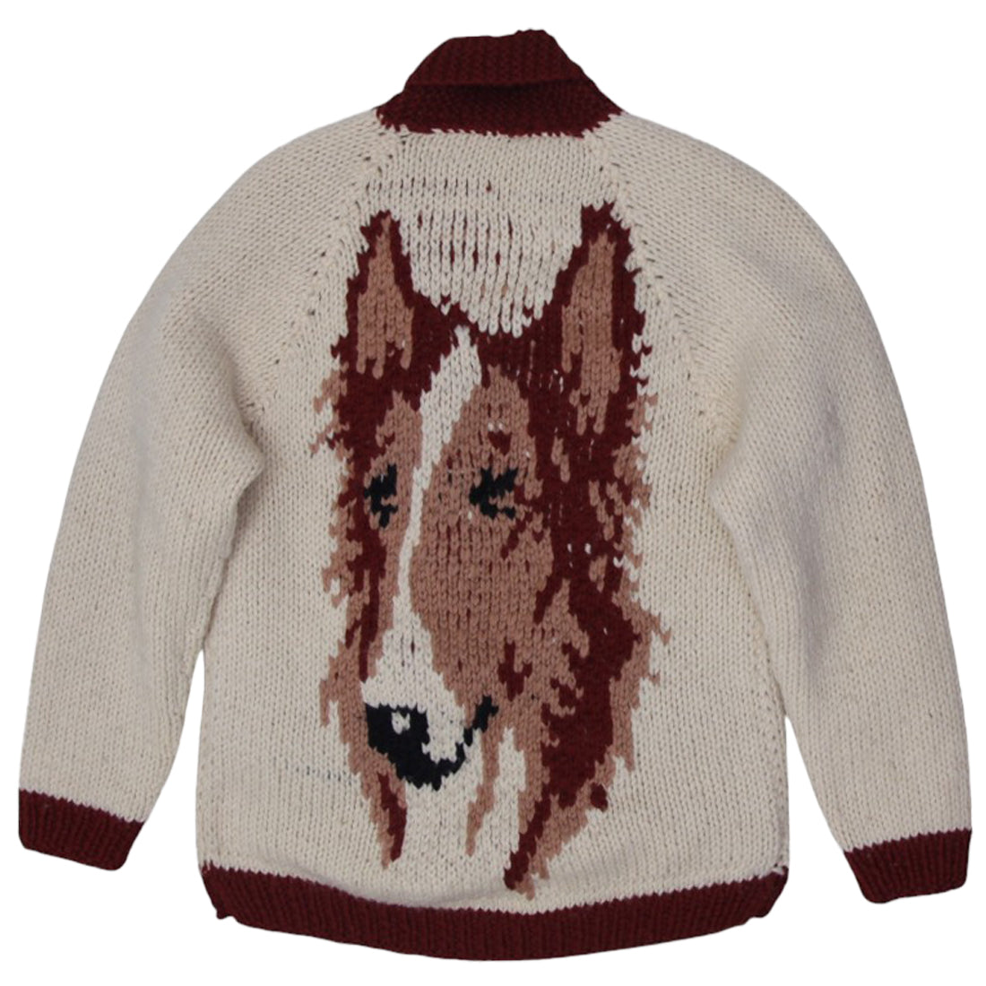 Shop Vintage 60s Cowichan Moose Hunting Wool Knit Shawl Sweater