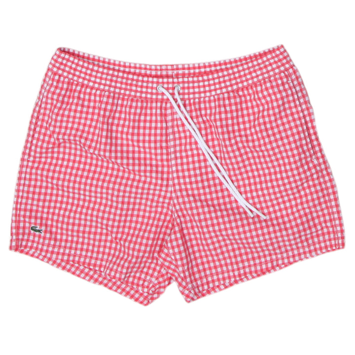 Mens Lacoste Gingham Plaid Swim Trunks Shorts