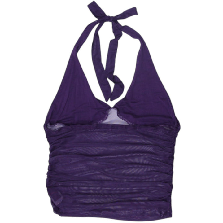 Y2K Ladies Romwe Halter Mesh Purple Top M | Migration_Y2K Tops - Side View | Fashion Rerun