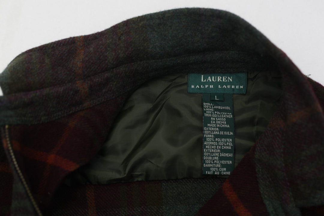 Vintage Ralph Lauren Medium Tartan Plaid RRL Green Tweed Jacket Shirt