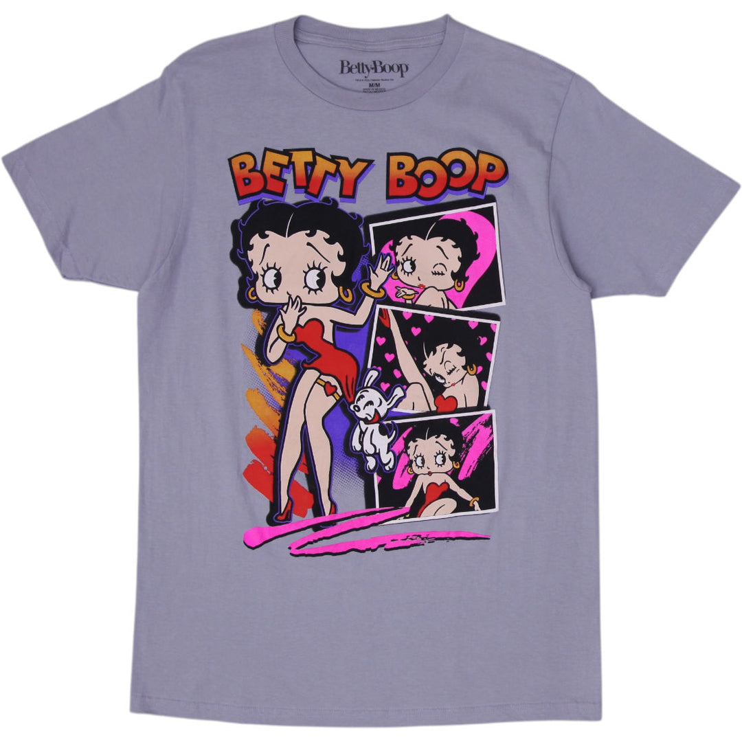 Ladies Betty Boop T-Shirt Light Gray Cartoon Graphic Cotton Size M