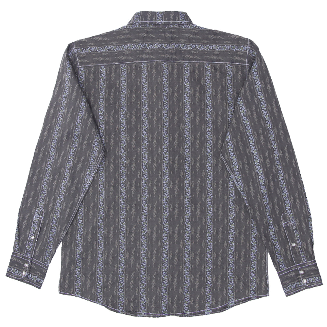 Mens Age Of Wisdom Floral Striped Pearl Button Long Sleeve Shirt - Fashion Rerun Vintage Migration_Shirt