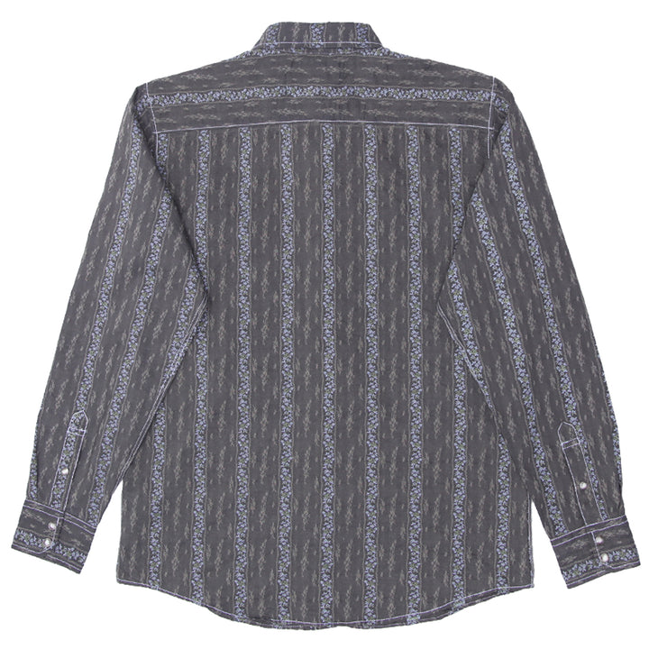 Mens Age Of Wisdom Floral Striped Pearl Button Long Sleeve Shirt - Fashion Rerun Vintage Migration_Shirt