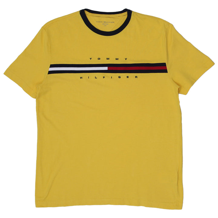Mens Embroidered Tommy Hilfiger Yellow T-Shirt