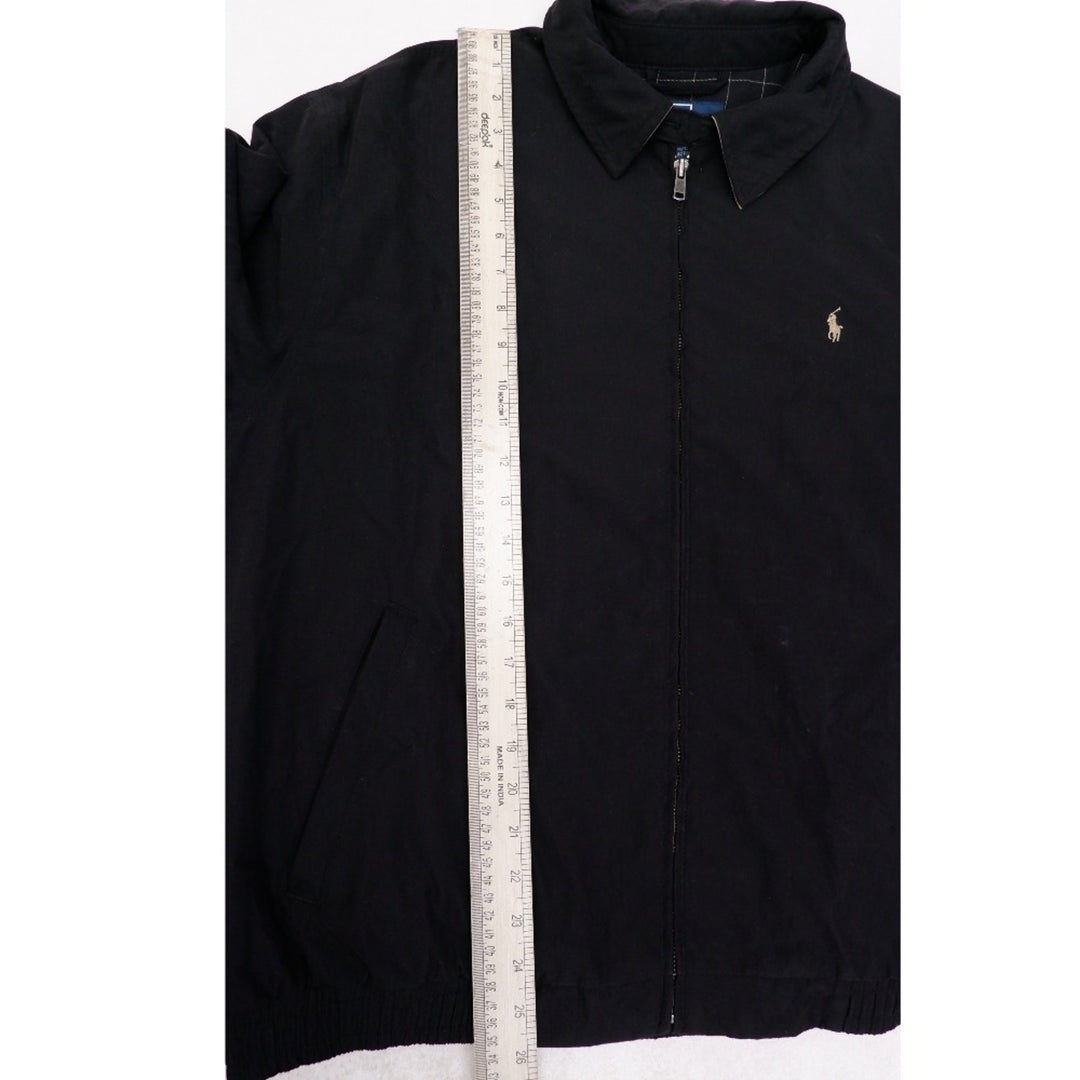 Vintage Mens Polo Ralph Lauren Harrington Jacket Black Full Zip Classic Logo