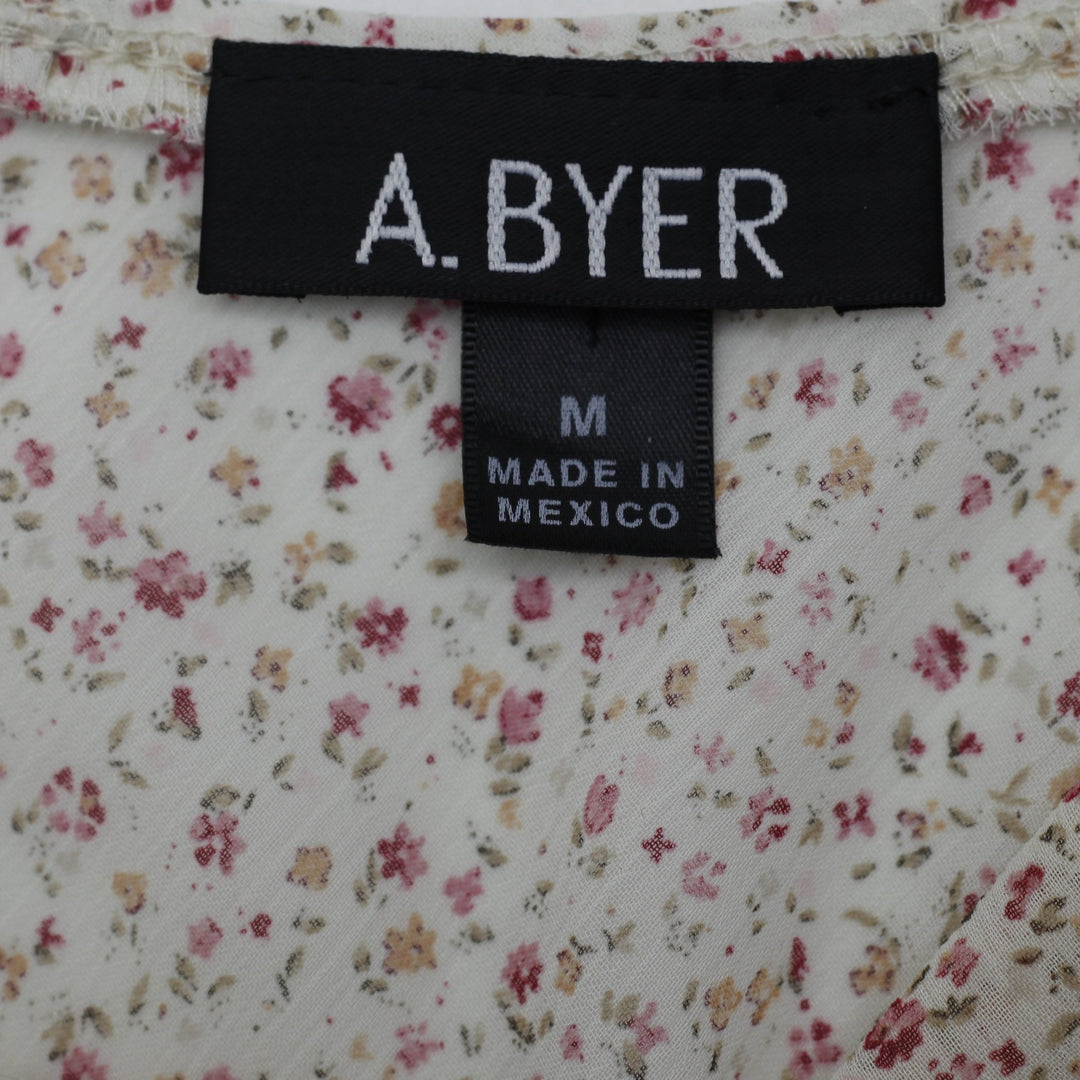 Y2K Ladies A. Byer Ditsy Floral Front-Tie Milkmaid Cami Top Size M