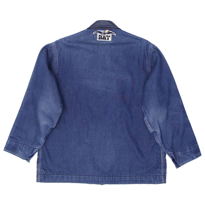 Vintage Big Mac Blanket Lined Dark Blue Denim Chore Jacket Work Made in US | Migration_Jacket UAENAT20 - Side | Fashion Rerun