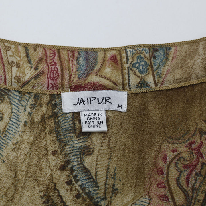 Y2K Ladies Jaipur Blouse Paisley Cap Sleeve Boho Chic Top Size M