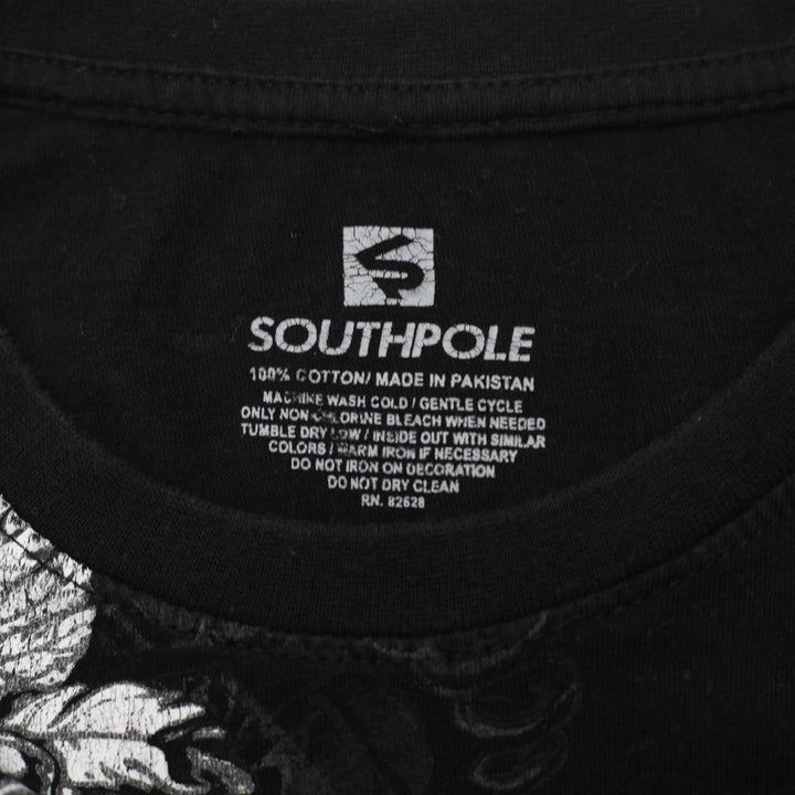 Y2K Mens Southpole Cyber Grunge Skull T-Shirt Size L