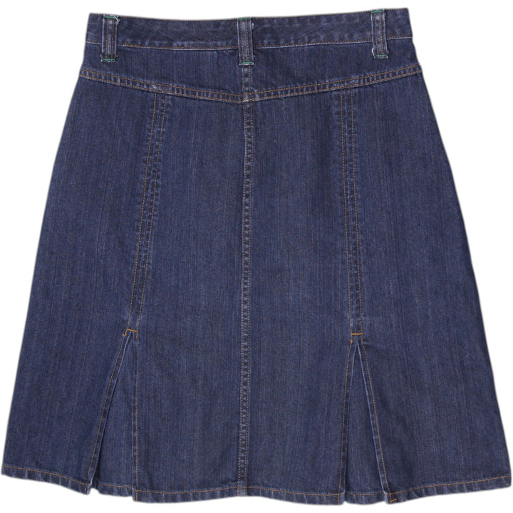 Y2K Ladies Eddie Bauer Dark Wash Paneled Denim A-Line Midi Skirt