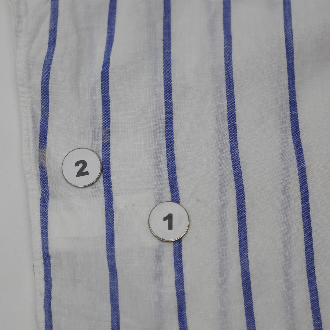 Ladies Polo Ralph Lauren 100% Linen Stripe Long Sleeve Button Down Shirt Size L
