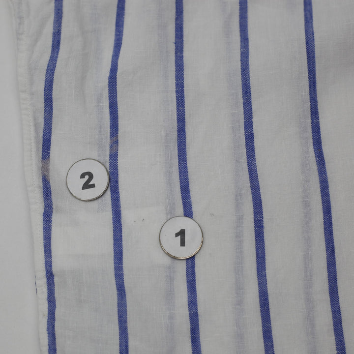 Ladies Polo Ralph Lauren 100% Linen Stripe Long Sleeve Button Down Shirt Size L