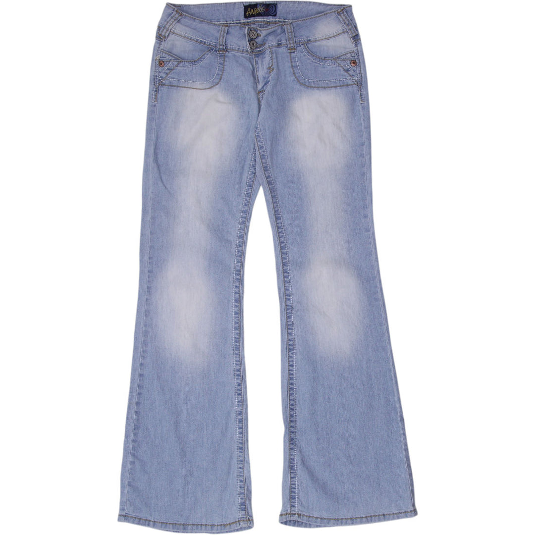 Y2K Ladies Angels Washed Blue Denim Flare Jeans Size 7 | Migration_Jeans & Pants | Fashion Rerun