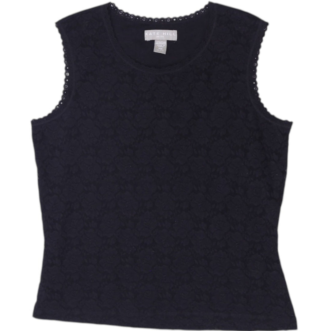 Y2K Ladies Kate Hill Floral Lace Trim Tank Top Size PM