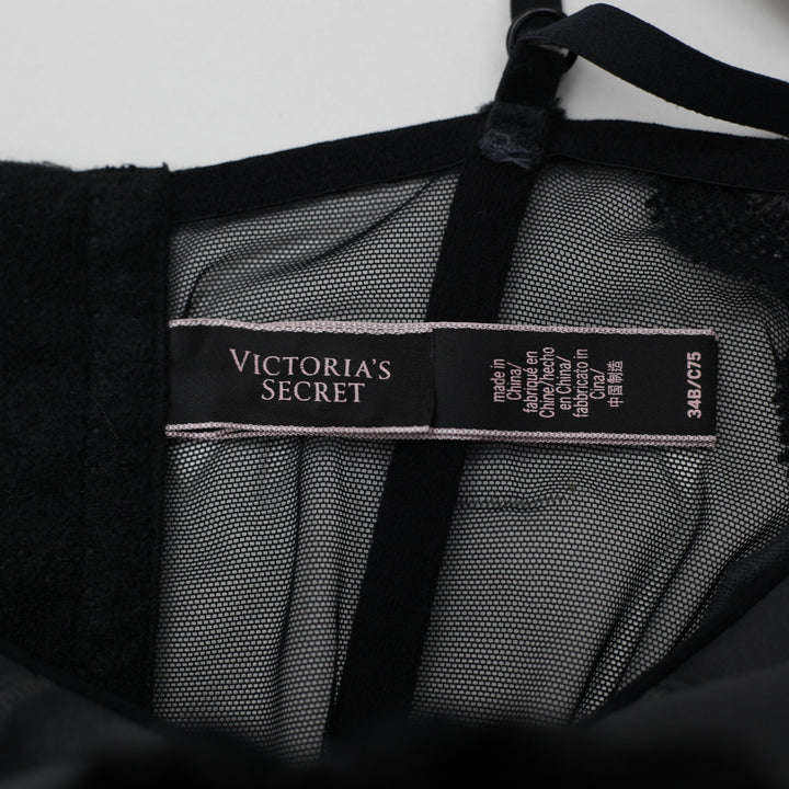 Y2K Ladies Victorias Secret Corset Top Black Lace Mesh