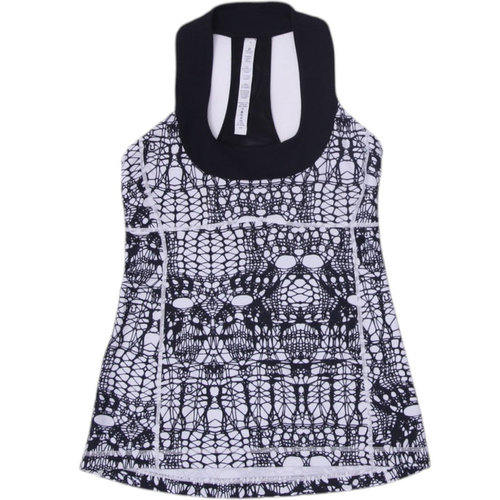 Retro Ladies Lululemon Black & White Geometric Sleeveless Tank Top Size XS