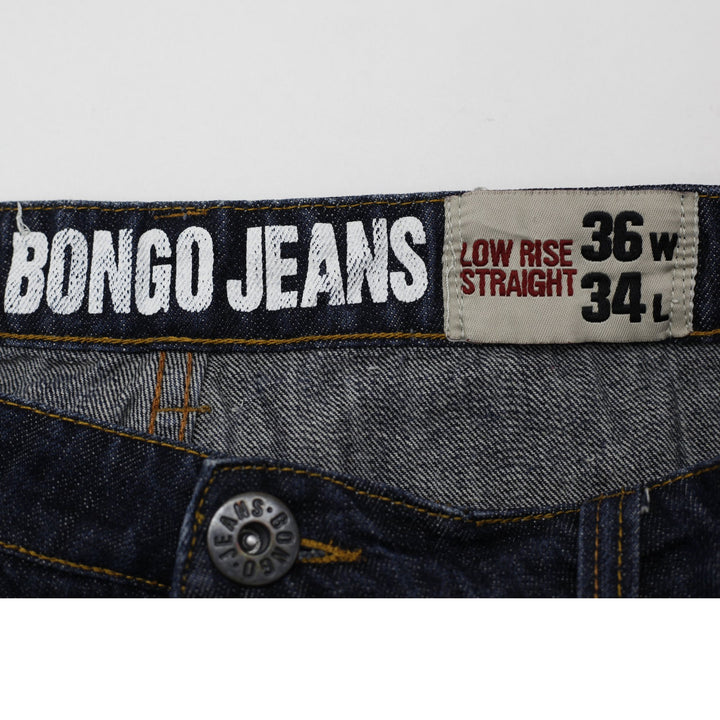 Y2K Mens Bongo Low Rise Straight Denim Jeans Dark Wash Size W36 L34