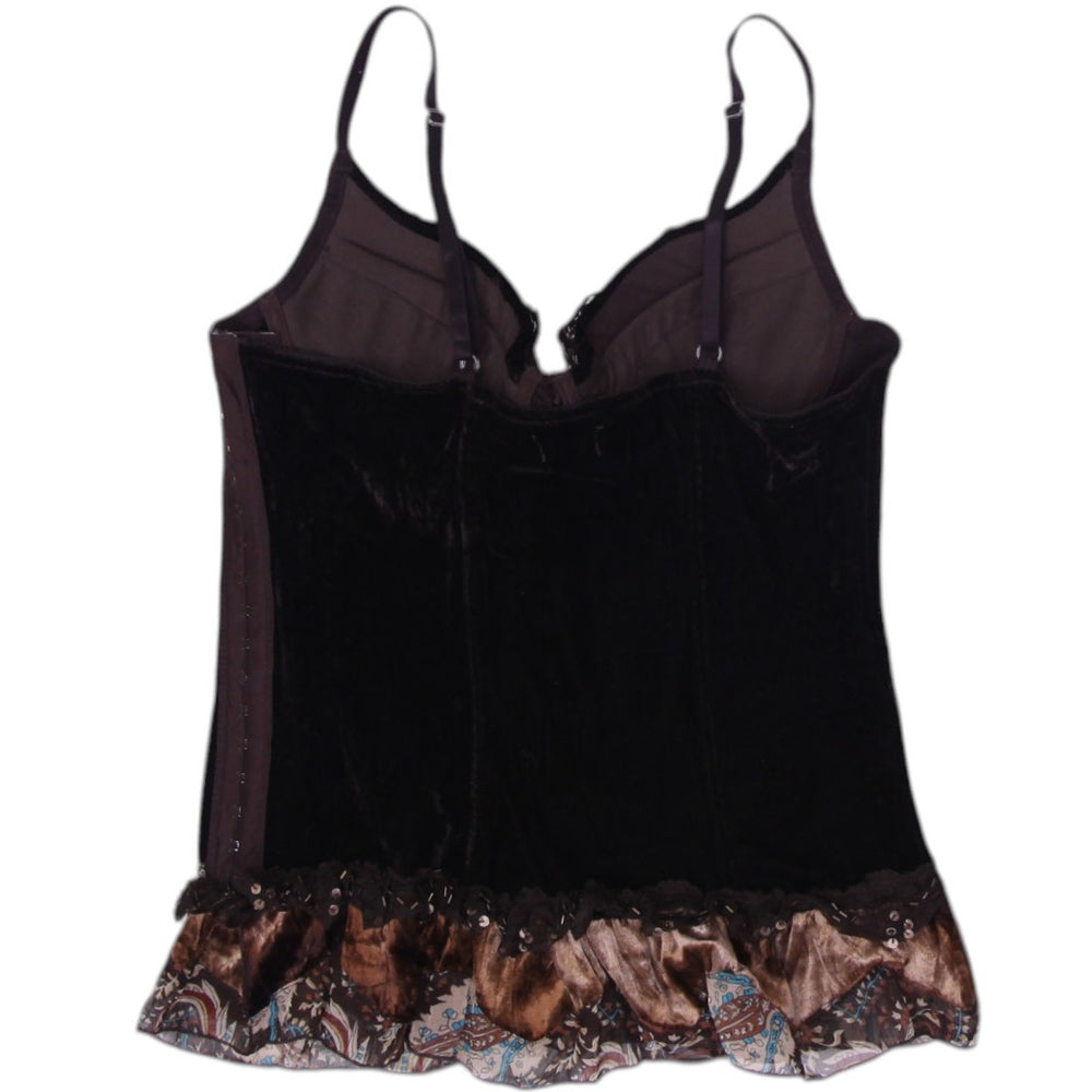Y2K Ladies Black Lace Boho Style Velvet Corset Top | Migration_Tops - Side View | Fashion Rerun