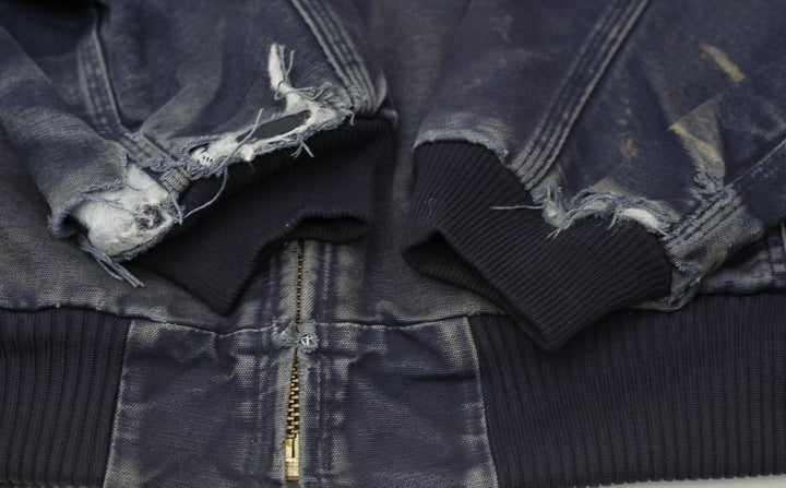 Mens J130 MDT Carhartt Hooded Navy Worn Workwear Slightly Distressed Jacket XL | Migration_Jackets WW Collect | Fashion Rerun