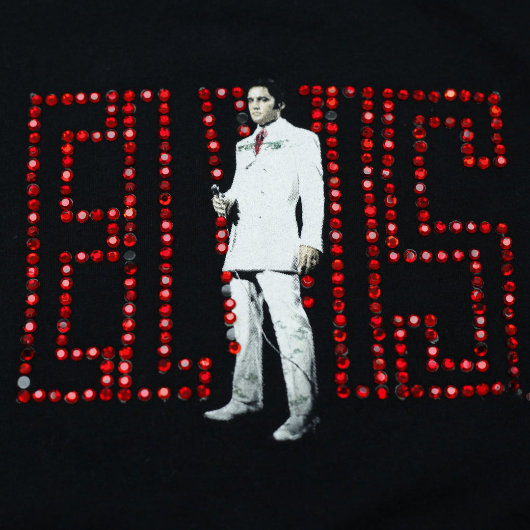 Y2K Ladies Elvis Presley Dragonfly Clothing Rhinestone Baby Tee Top L USA