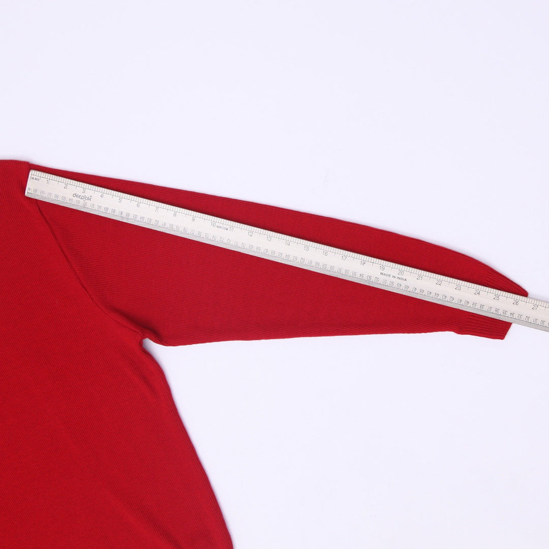 Mens Lacoste Crewneck Knit Sweater Red Embroidered Crocodile Logo