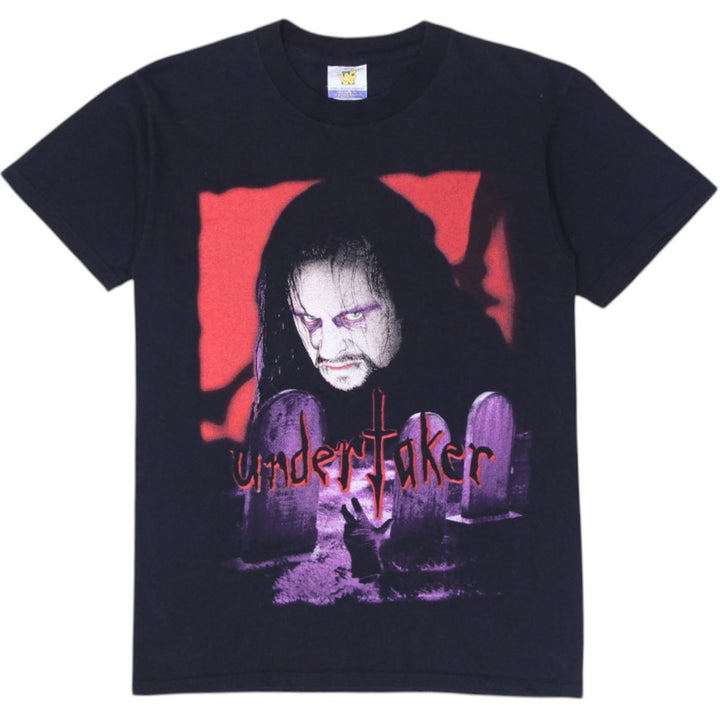 Vintage Mens WWF Undertaker T-Shirt Black Graphic Wrestling Tee