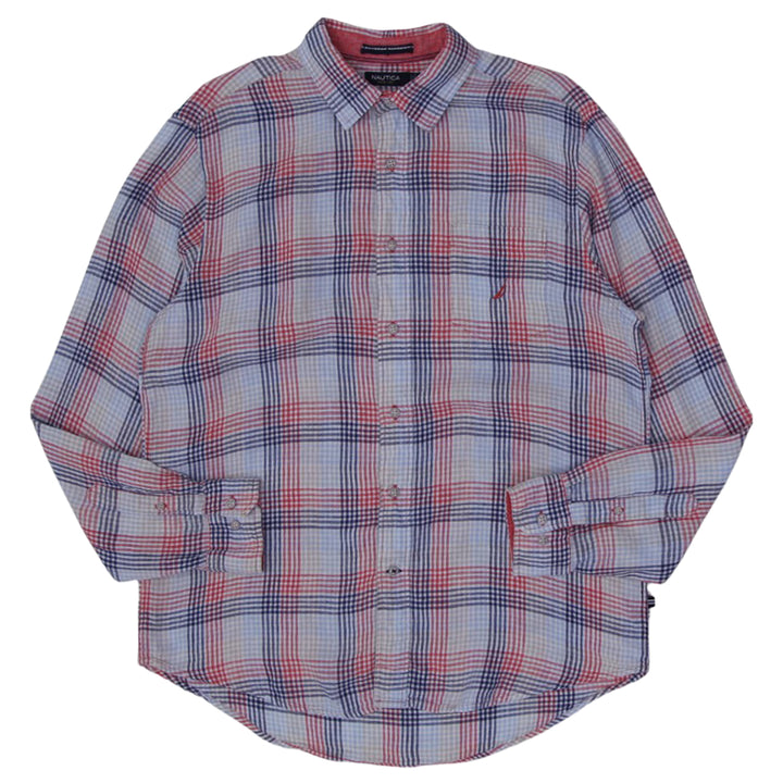 Mens Nautica A Bit Trimmer 100% Linen Long Sleeve Shirt