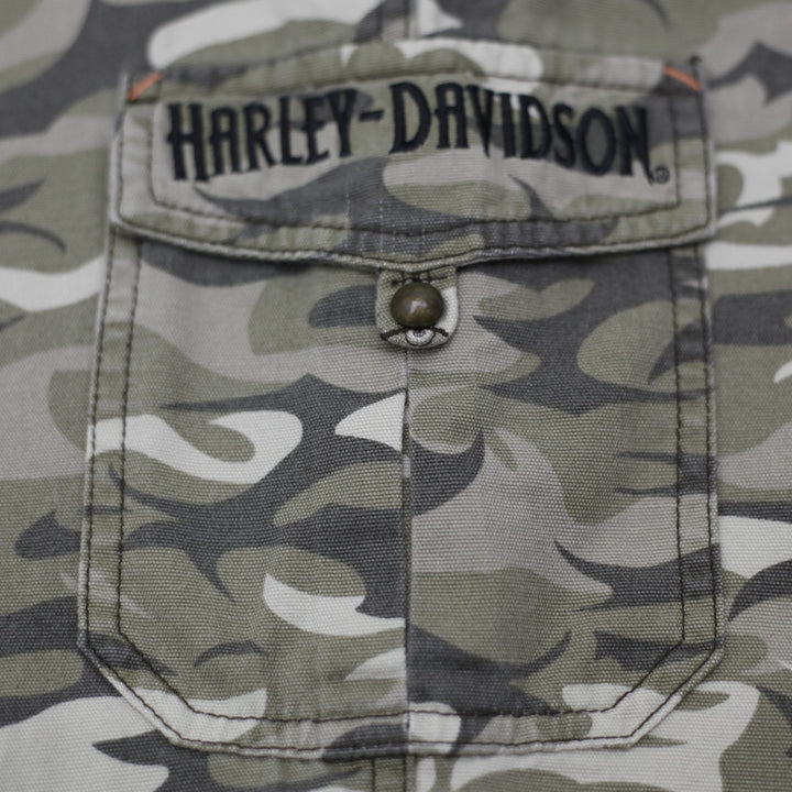 Ladies Harley Davidson Camouflage Cotton Workwear Utility Cargo Pants Size 6