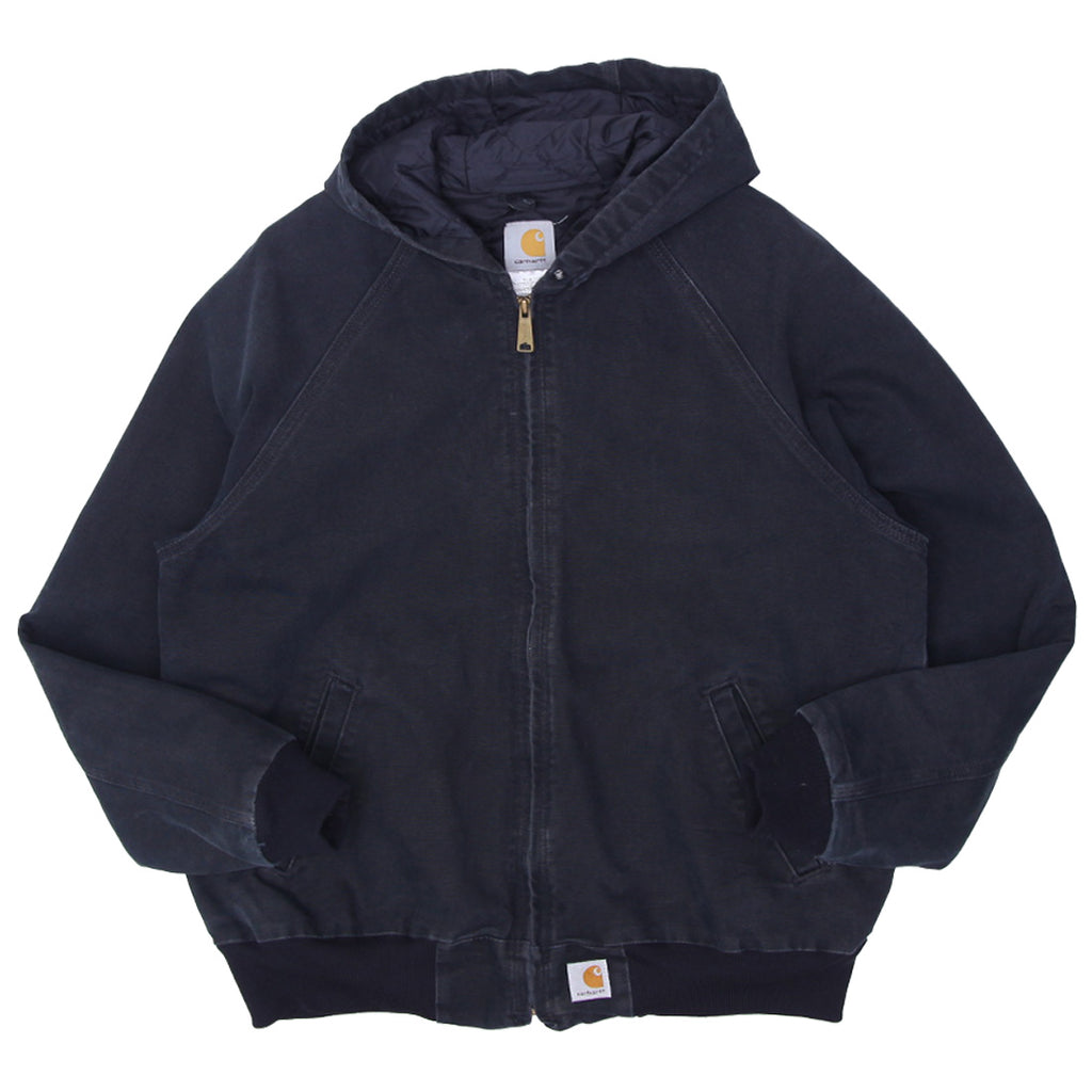 ジャケット・アウター Carhartt HOODED TEXTURE JACKET Shop Mens J268 BLK Carhartt Zipper Hooded Quilt Lined Jacket