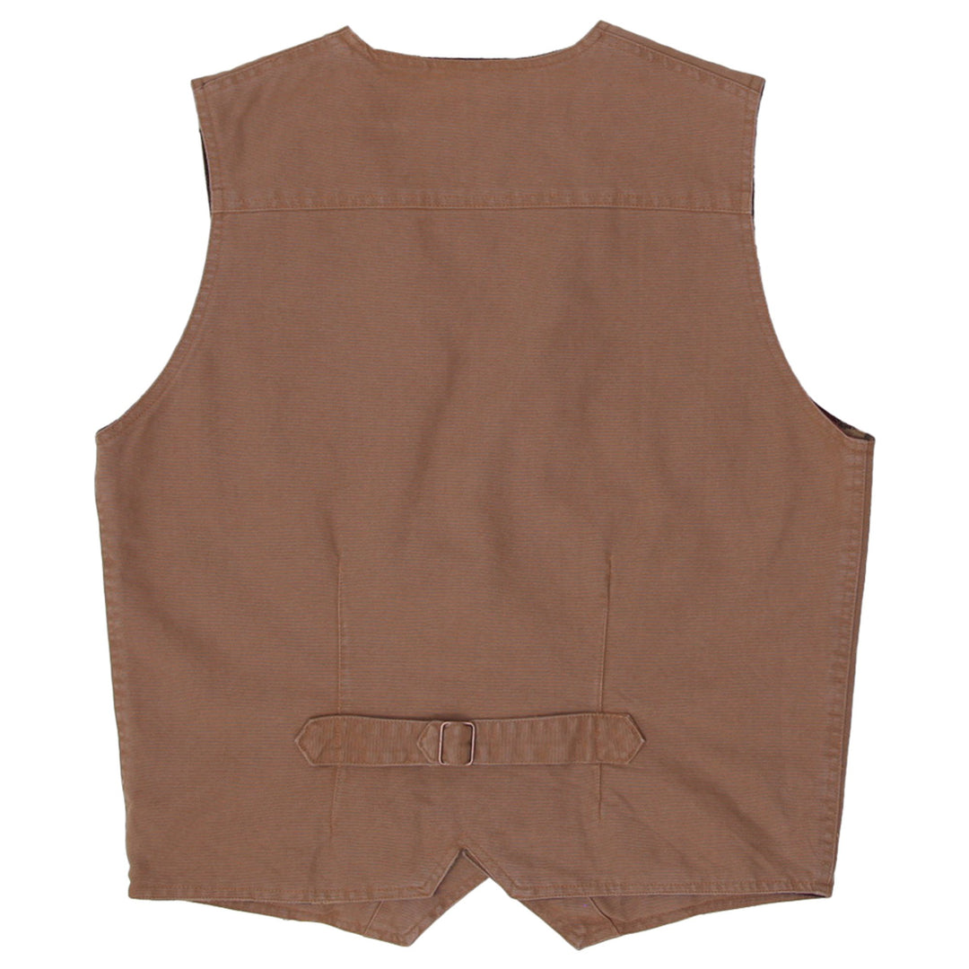 Vintage Mens Wrangler Vest Brown Cotton Workwear Utility | Migration_Vests WW Collection - Side View | Fashion Rerun