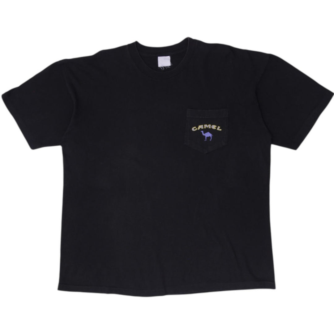 Vintage 90s Camel Cigarettes Joes Place Promo Pocket T-Shirt Black