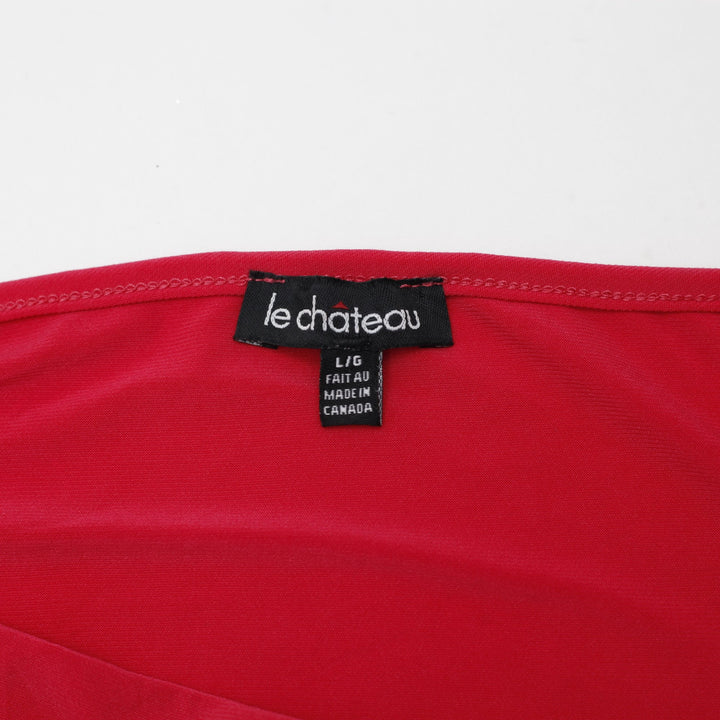 Y2K Ladies Le Chateau Tank Top Red Spaghetti Strap Polyester Size L