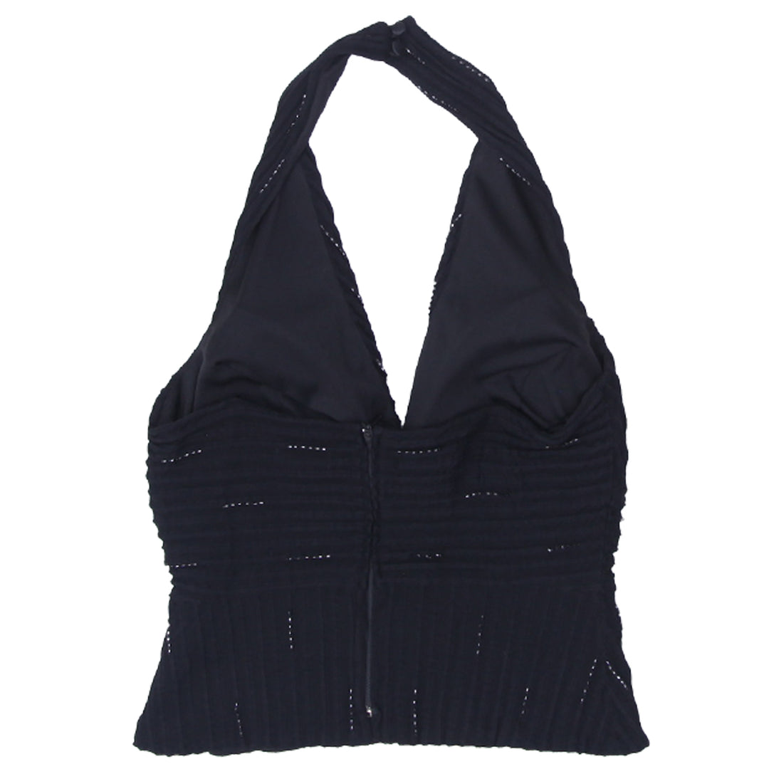 Y2K Cache Halter NeckBlack Top - Fashion Rerun Vintage Migration_Tops