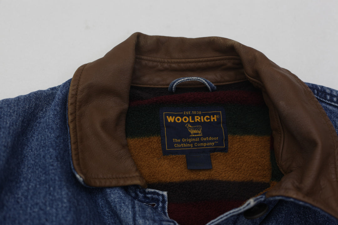 Vintage 2000s Woolrich Fleece Lined Denim Trucker Ladies Jacket