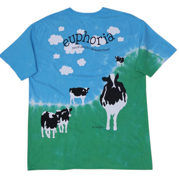 Vintage 90s Liquid Blue Ben and Jerry's Ice Cream Tie-dye T-shirt | Migration_T-Shirts - Side View | Fashion Rerun