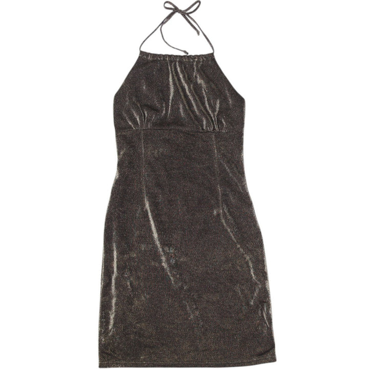 Y2K Ladies Pelican Cove Gold Shimmering Glittery Halter Dress Size L