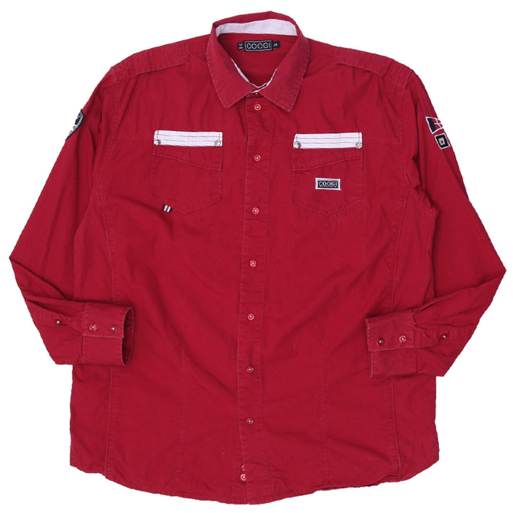 Mens Coogi Australia Button Red Long Sleeve Shirt
