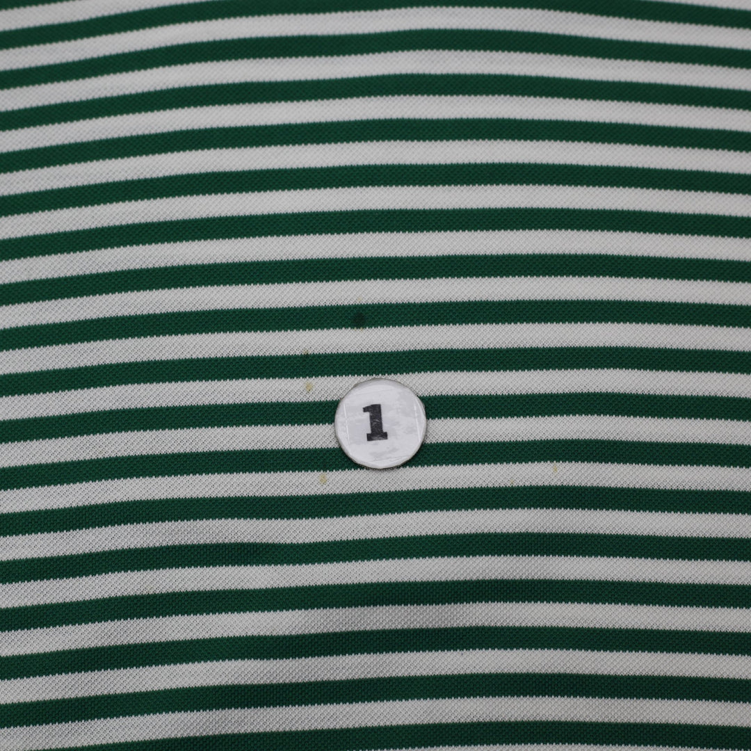 Mens Ralph Lauren Polo Green Striped Shirt Pima Cotton Logo