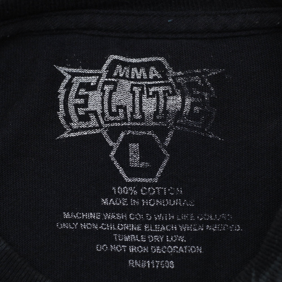 Y2K Mens MMA Elite Black Graphic Gothic Skulls T-Shirt Size L
